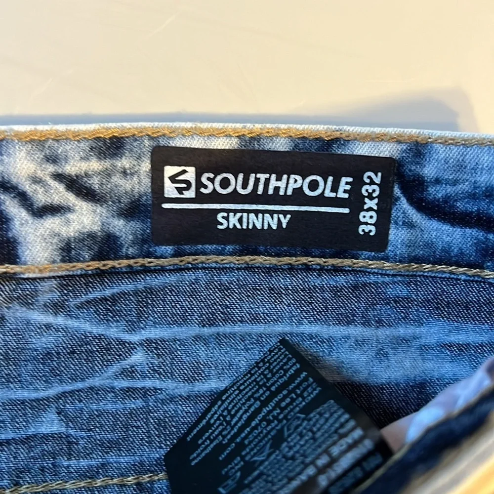 Southpole Men's Stretch Biker Denim Skinny Jeans 38x32 - Picture 4 of 6